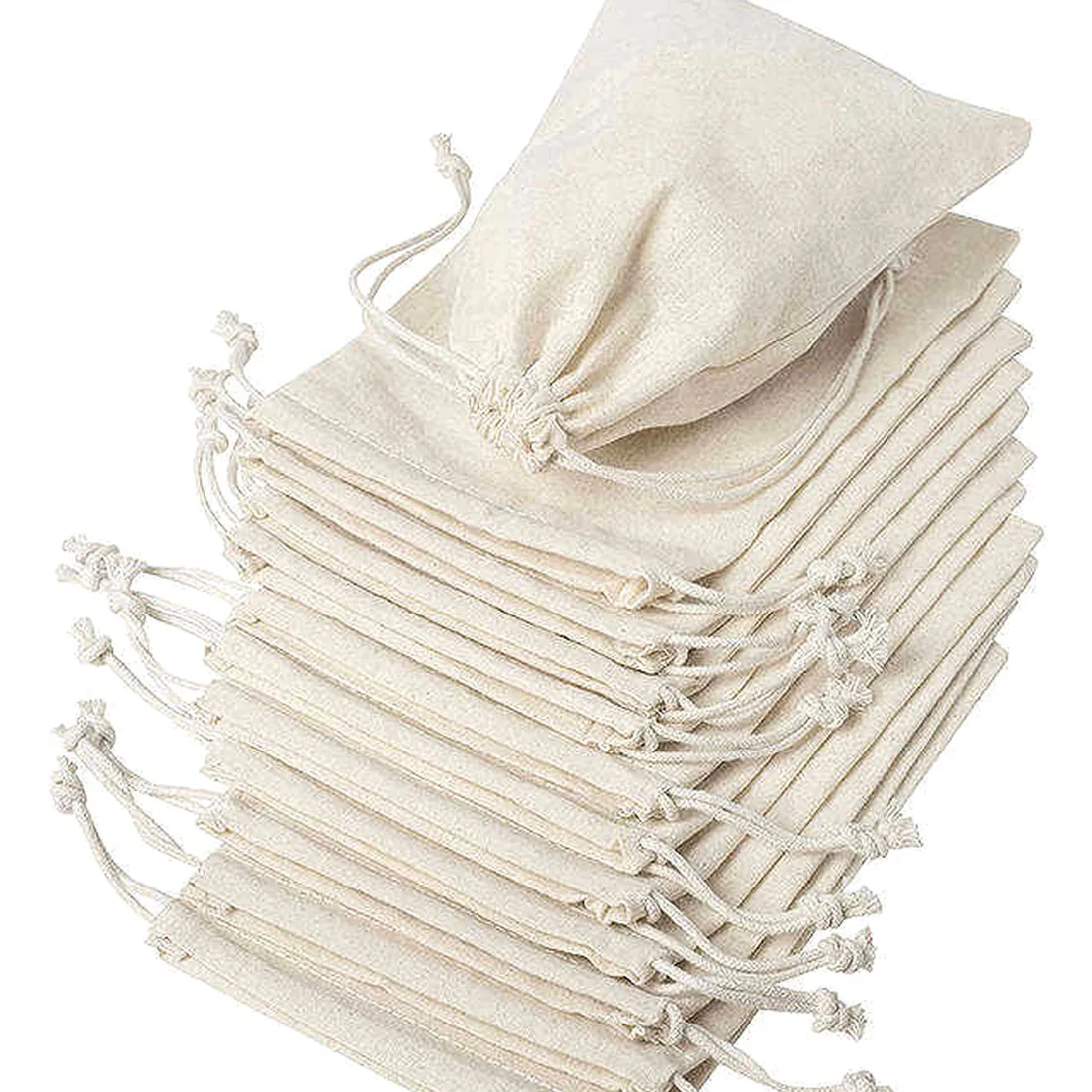 Natural fabric drawstring bags for lightweight gift packaging